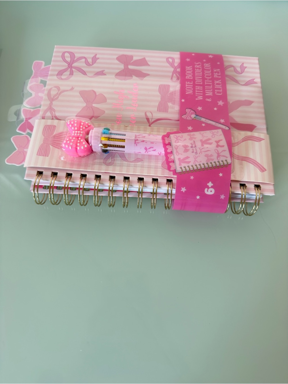 Pink Bow Notebook with Multi-Color Click Pen - Picture 8 of 8